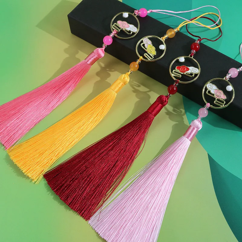 12cm Long Fan Pendant Tassel Spike Chinoiserie Hanfu Pressed Placket Antique Pendant Tassels for Crafts Sewing Accessories