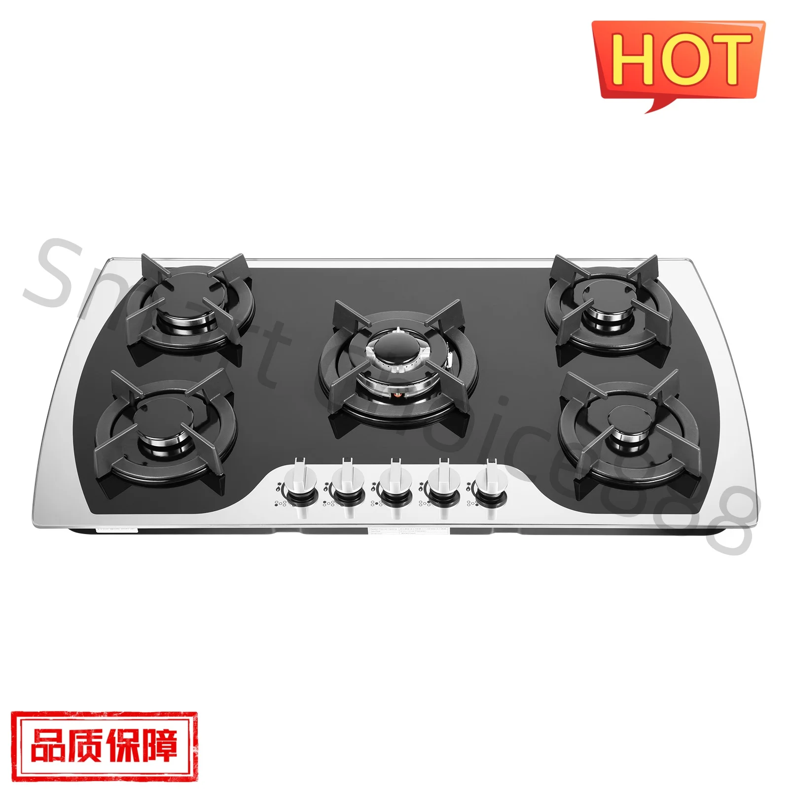 Estufa de Gas de 5 quemadores, estufa de Gas, estufa de vidrio templado, tipo batería para cocina, hogar, 90*51*6cm