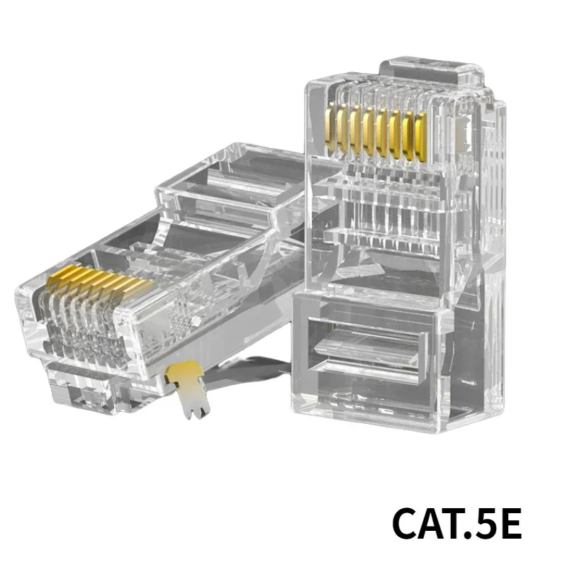 Cat5 RJ45 connector Cat5E 8P8C modular Ethernet cable head plug gold-plated Cat5 crimping network RJ45 connector (100 pieces)