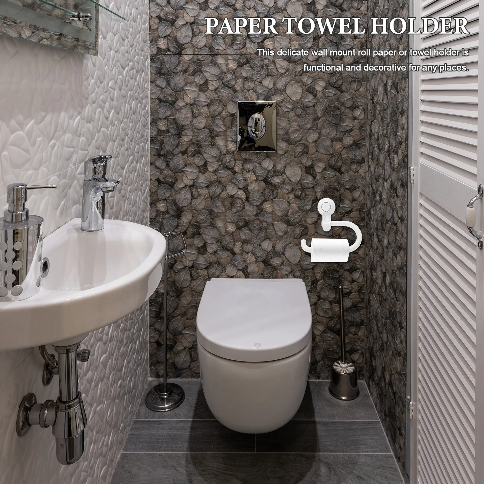 No Drill Suction Cup Toilet Paper Holder Bathroom Tissue Dispenser Rotatable Moistureproof Wall Mounted Organizer for Ceramic view 6