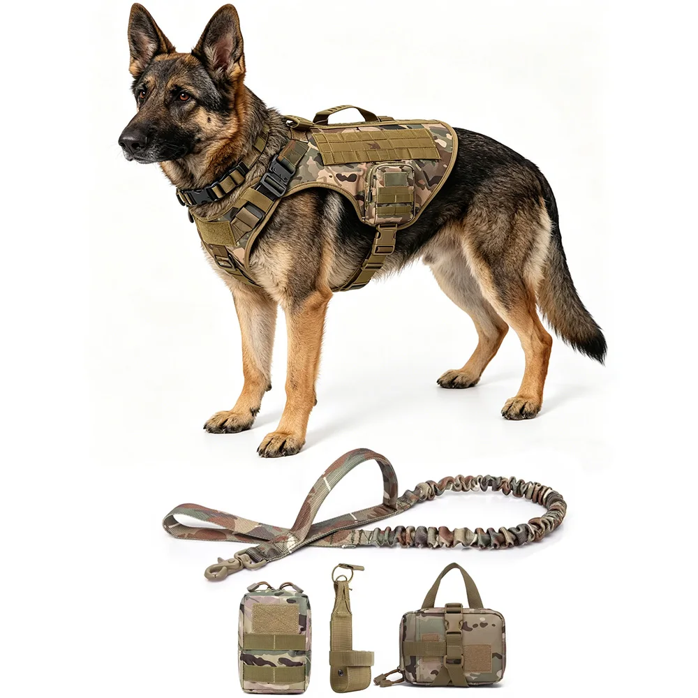 Arnés táctico para perro con correa y asa – Entrenamiento al aire libre - imagen 2