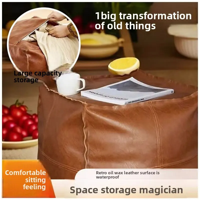 Multifunctional Storage Stool Ottoman Pouf Seat Footrest for Living Room Bedroom