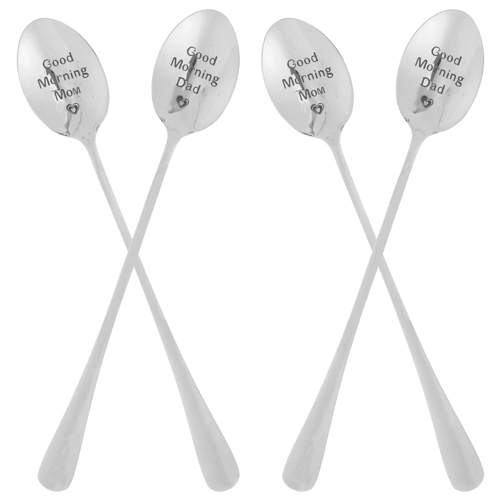 

4pcs Stainless Steel Soup Spoons Parent Gift Simple Household Dessert Multifunctional Daily Dinner Spoon Portable Food Scoop