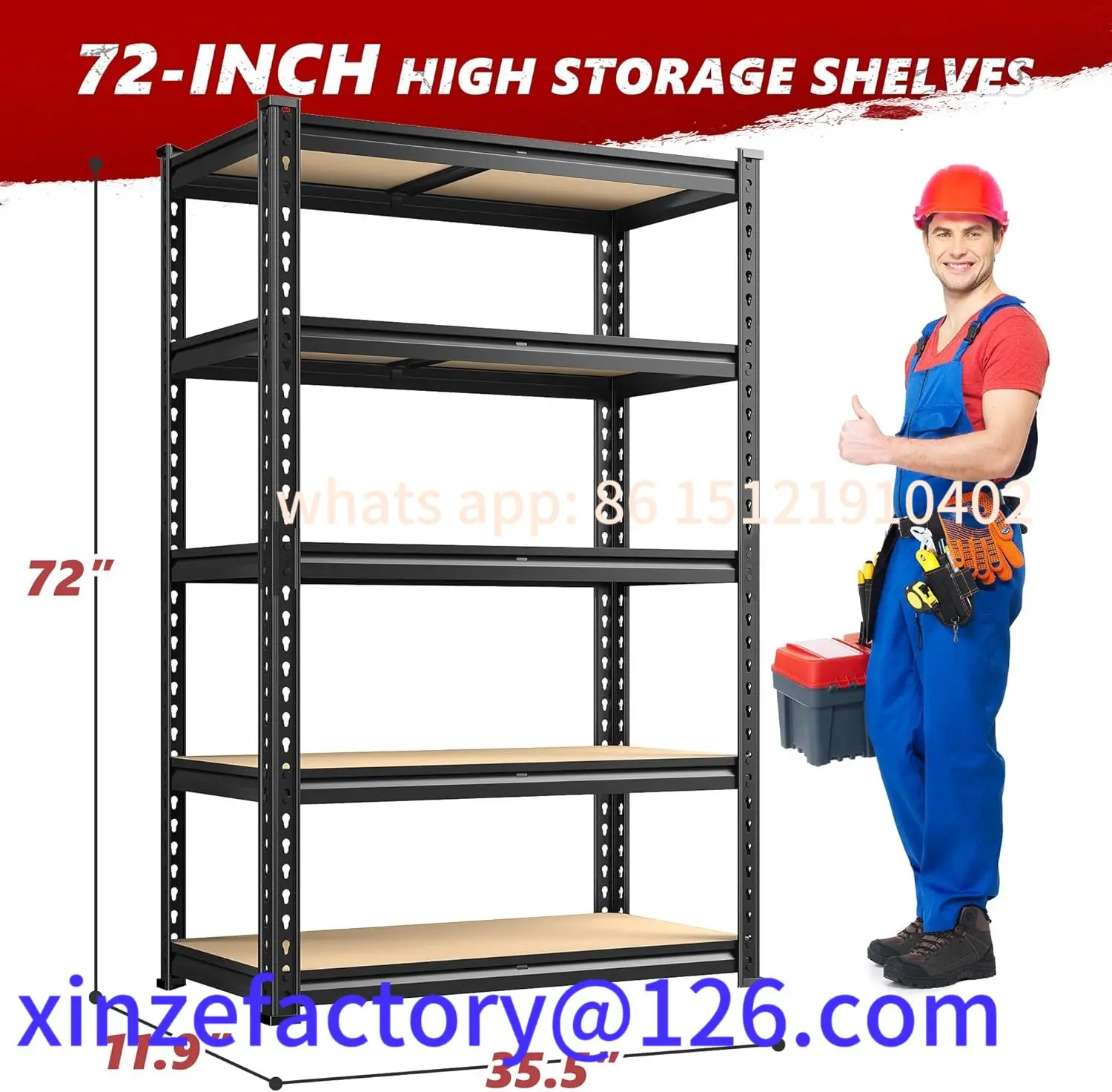 Customizable 2020LBS Storage 5 Tier Garage Heavy Duty Adjustable Garage Shelves
