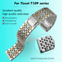 316L Stainless Steel Watchband 15mm 19mm 21mm Fit for Tissot 1853 T109 Series T109.210 T109.407 T109.410 Waterproof Watch Strap