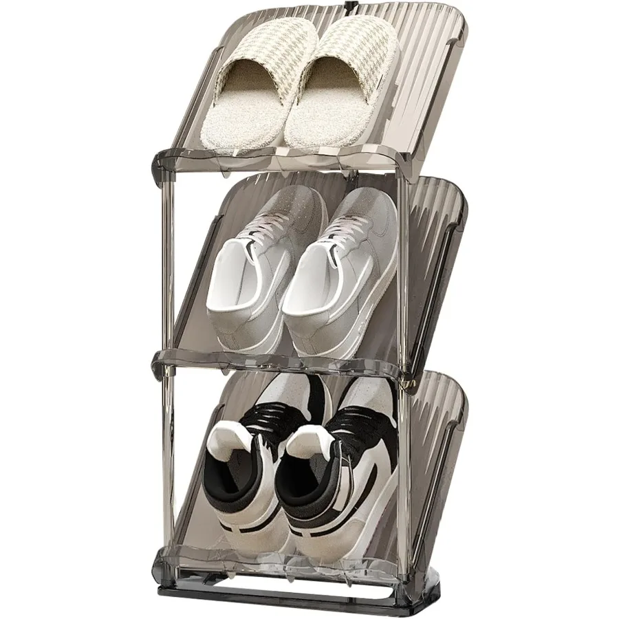 

Narrow Shoe Rack Vertical Shoes Racks for Entryway Corner Shoe Storage Organizer for Small Spaces Transparently Tall Slim Shoe