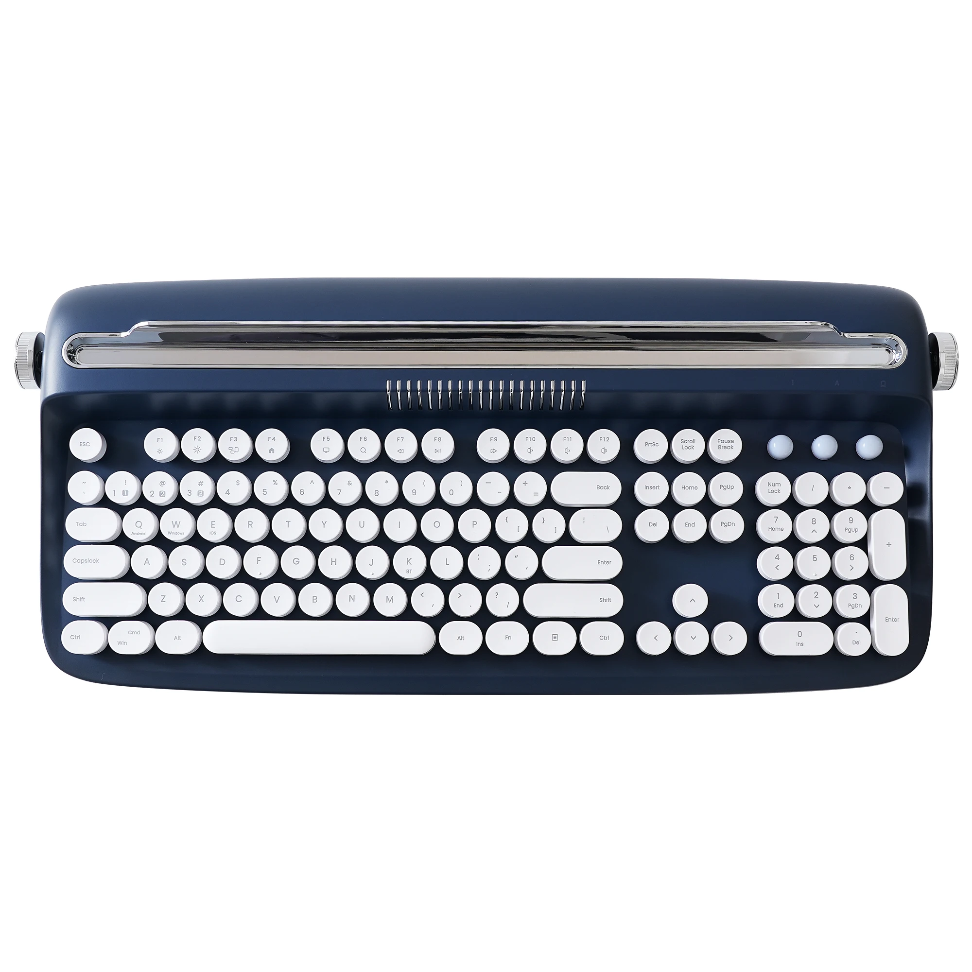 YUNZII ACTTO B503 Midnight Navy Wireless Bluetooth Retro Typewriter Aesthetic Keyboard with Integrated Stand for Multi-Device