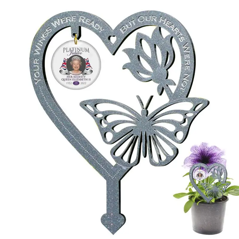 

Memorial Butterfly Garden Stake Heart-Shaped Memorial Garden Stake Remembrance Decoration Words Printed For Home Room Garden