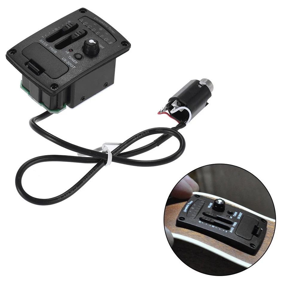 SLQZT Uk-300T Preamplificatore pickup piezoelettrico per ukulele Equalizzatore Eq a 2 bande Sistema sintonizzatore pickup Ukelele