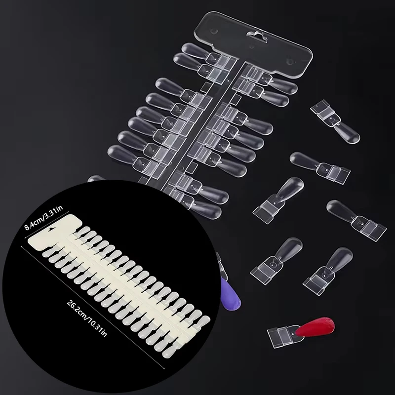 36pcs Natural/ Clear Color Card Removable Nail Art Display Teardrop Design False Nail Tips Rack Manicure Gel Polish Practice Too