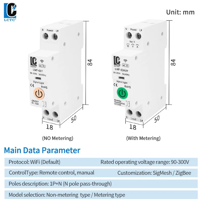 Tuya WiFi Smart Circuit Breaker 1-63A Adjustable Power Energy kWh Voltage Current Meter Protector Voice Remote Control Switch