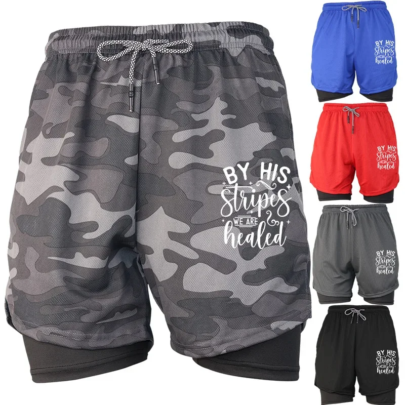 

Мужские повседневные спортивные шорты для пляжных тренировок и фитнеса с принтом на плотной подкладке, повседневный стиль с несколькими карманами