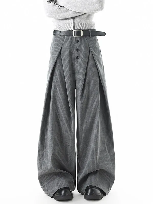 

Мужские повседневные брюки TANGZ Studio свободного кроя в полоску, драпированные, прямые, модные, удобные, из полиэстера