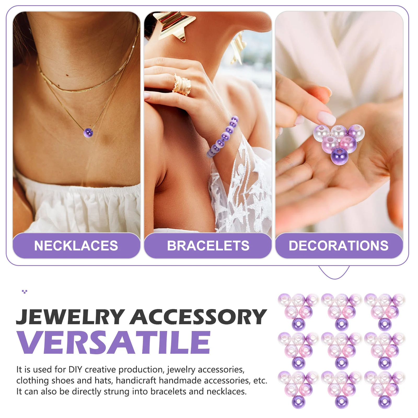 

Imitation Spacer Beads for Jewelry Accessories Crafting Decoration Lake Color Holes