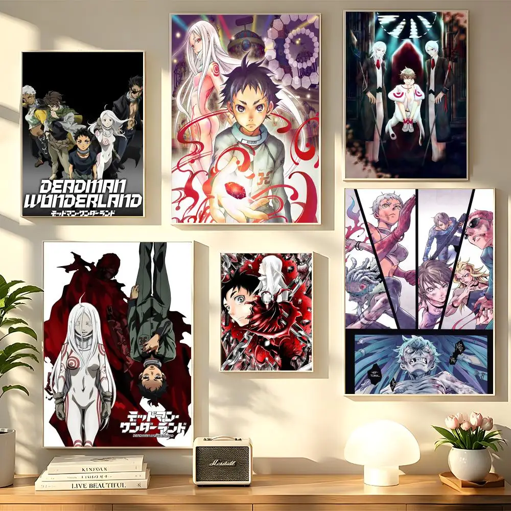 Póster de anime Deadman Wonderland, arte HD, pared adhesiva, impermeable, decoración para el hogar, sala de estar, dormitorio, bar