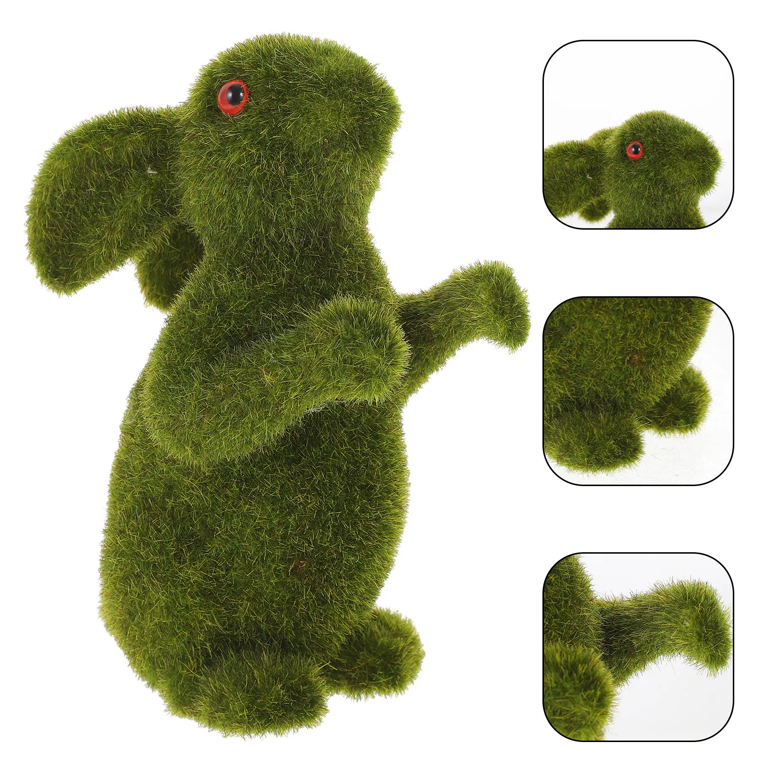 

Flocking Rabbit Decor Bright Green Easter Bunny Ornament for Desk Shelf Garden Lawn Bonsai Landscaping Miniature Patio