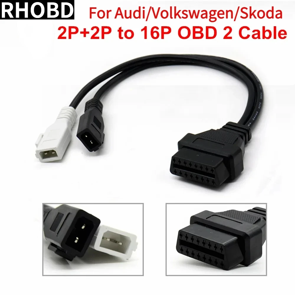 

Latest 16Pin OBD2 Cable ForVaG Adapter For ADI 2X2 OBD OBD2 Car Diagnostic Cable Connector for V-w/Skoda 2P+2P to 6Pin Female