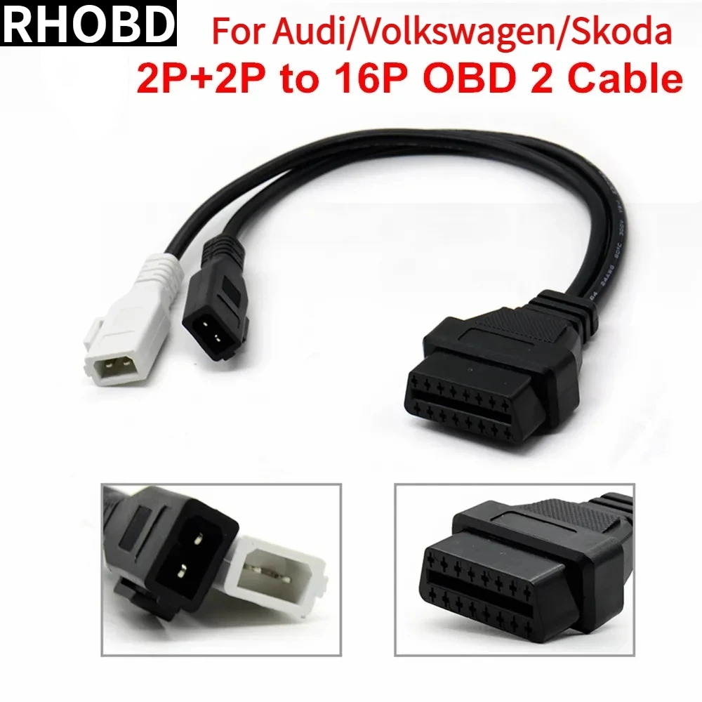 Latest 16Pin OBD2 Cable ForVaG Adapter For ADI 2X2 OBD OBD2 Car Diagnostic Cable Connector for V-w/Skoda 2P+2P to 6Pin Female