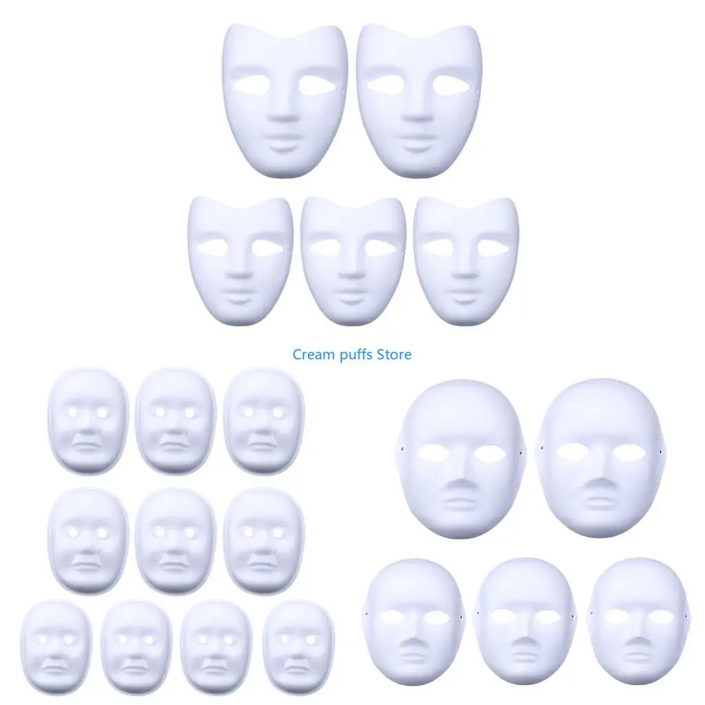

50LE White Craft Mask Paper Cosplays Mask White DIY Mask Blank Paintable Blank Mask