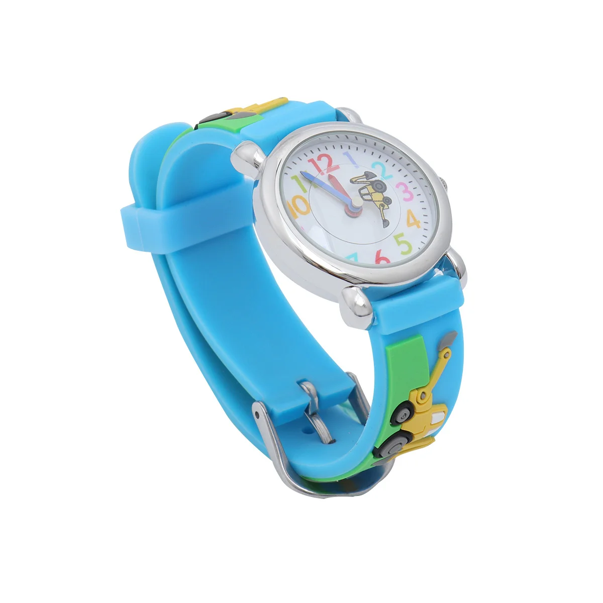 Creative Cartoon Engineering Vehicle Watch Blue Waterproof Quartz Durable Safe Premium Material Precise Timekeeping