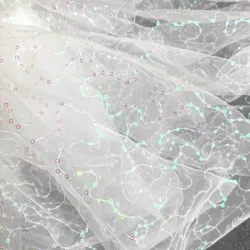 white Dark purple Full Star glitter sequin gauze embroidery transparent dance dress diamond mesh fabric
