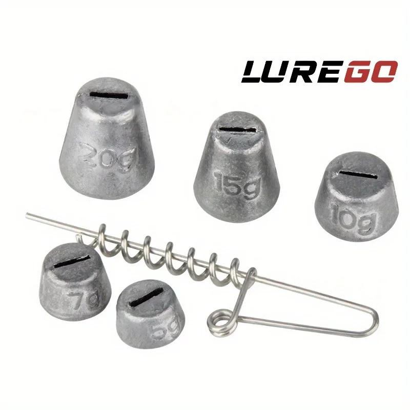 12-teiliges Set Angelköder mit Weichköder-Verschlussstiften und Gewichten | Federschlossstifte + Bleigewichte Kombi-Set | Salzwasser-Köderrig mit Anti-Verlust-Hakensystem