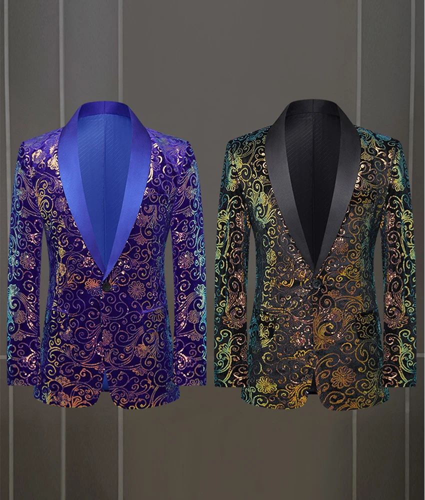 

Men's Sequin Blazer, Single Breasted Tuxedo Jacket for Groom, Best Man, Wedding Guest, Prom and Evening Party.