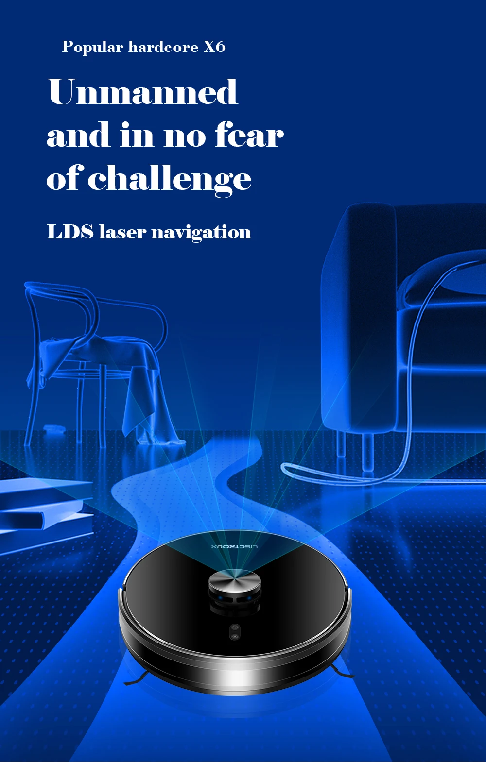 Liectroux X6 LDS Robot Vacuum Cleaner,Laser Lidar Navigation,Wet & Dry Mopping,6500Pa Suction,Multi-Floor Map,Customized Smart H