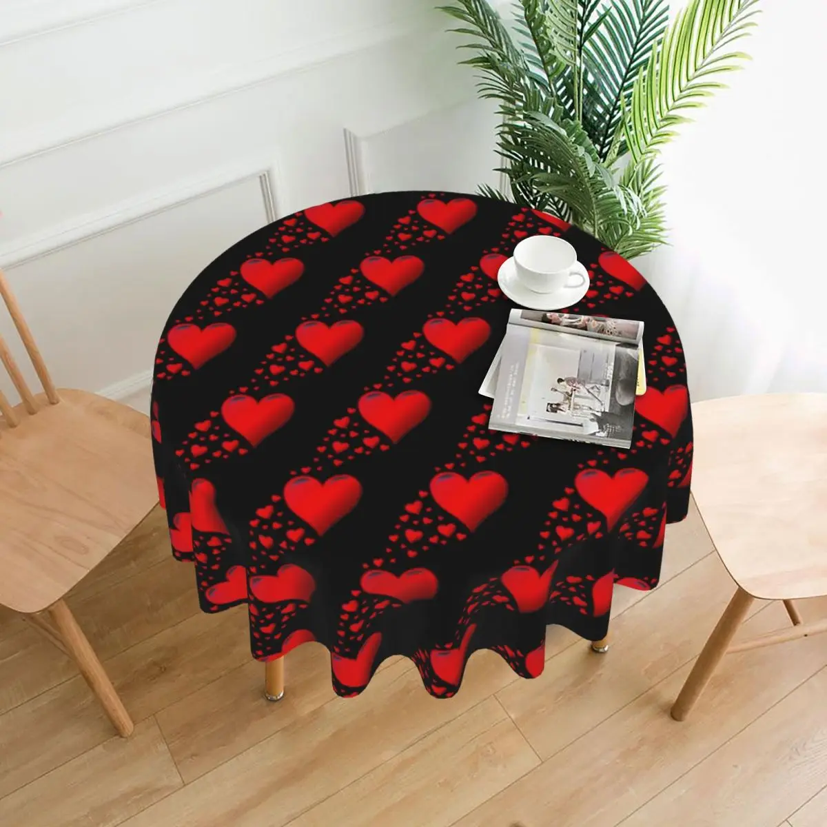 

Tablecloth Red Heart Round Table Cloth Valentines Day Retro Table Cover Tablecloths Events Christmas Party Table Decoration