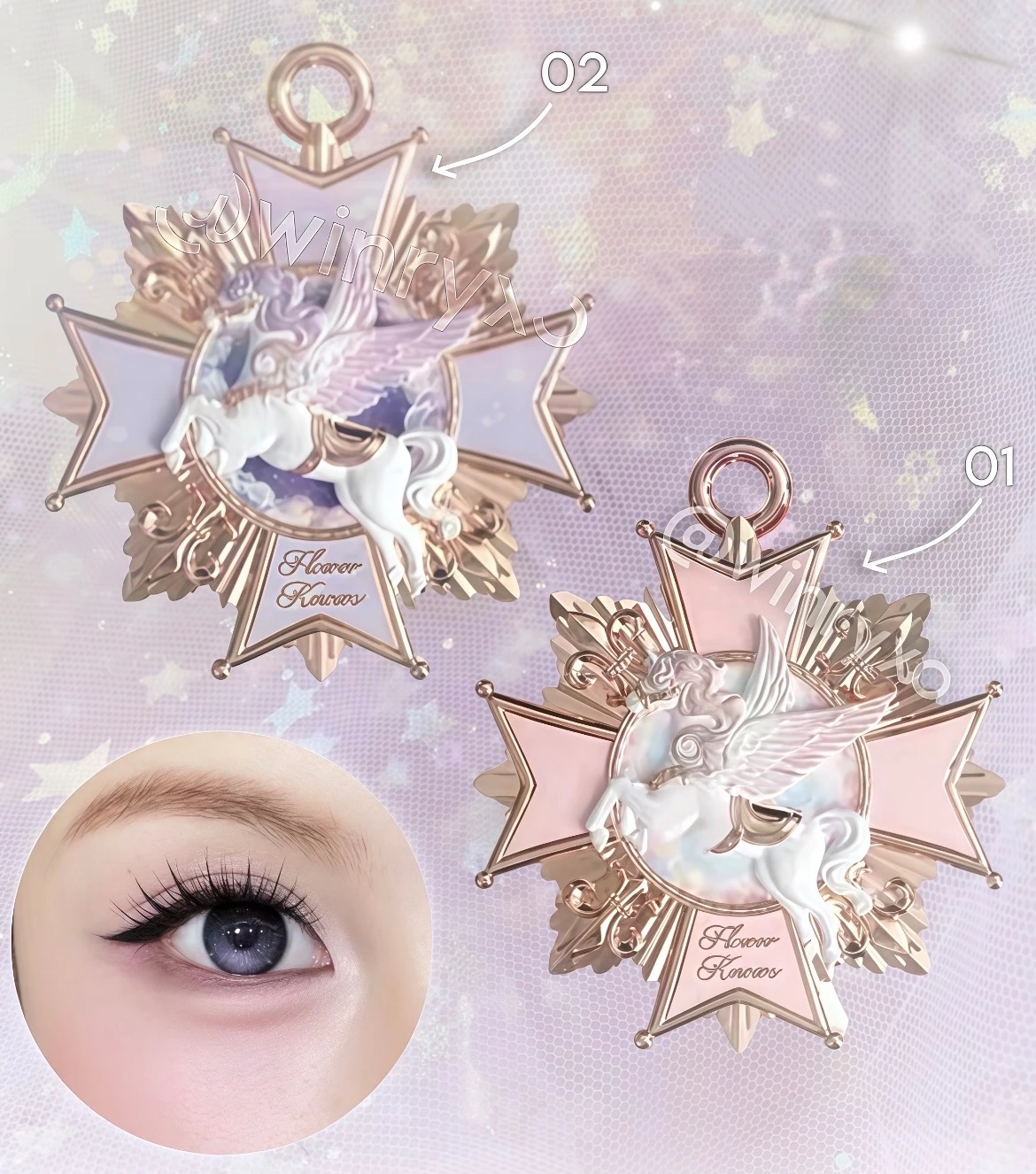 

Flower Know Knight Unicorn Collection Angled Eyeshadow Aegyo sal Palette Under Eye Contour Pendant Portable Makeup Cosmetics