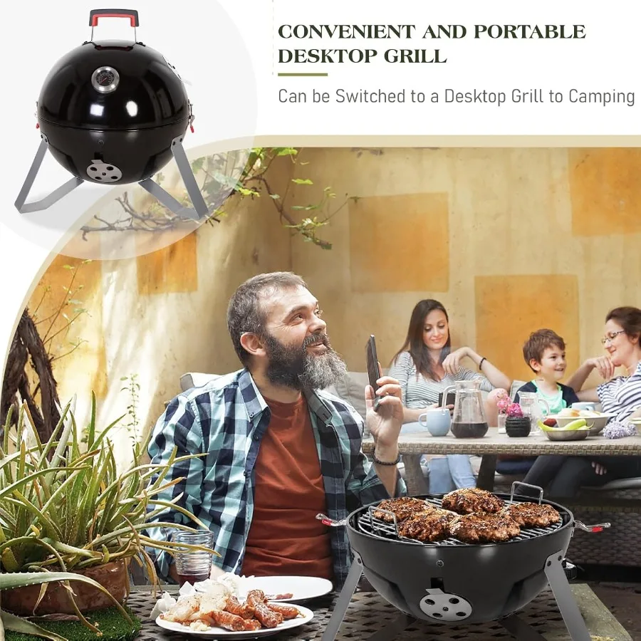 18-Inch Vertical Charcoal Smokers BBQ Grills with Porcelain-Enameled Smoking Chamber and 2-Layer Smoking Shelves for Outdoor Ba