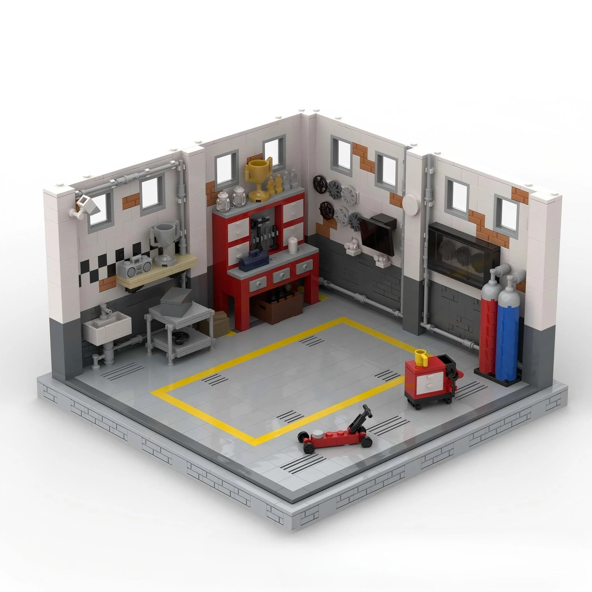 

MOC Garage Scene Sports Car Racing Display Stand Assembled Building Block Model Children Bricks Children Love Collection Toys