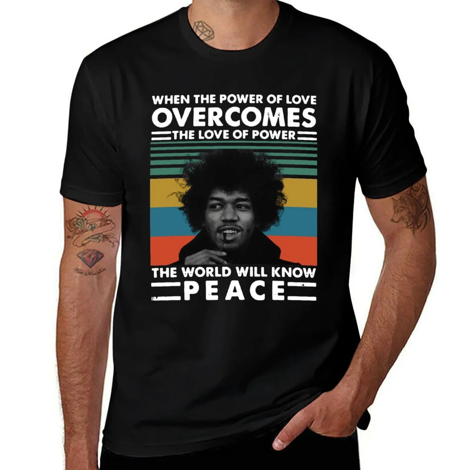 Jimi Quand la puissance de l'amour surpasse l'amour du pouvoir, le monde connaitra la paix, t-shirt vintage design