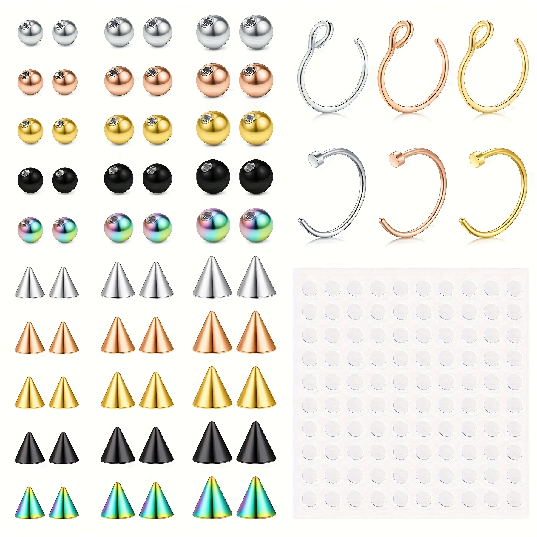Fake Piercings Fake Lip Ring Fake Nose Ring Hoop Fake Snake Bites Fake Eyebrow Piercing Ear Cuff Clip Fake Nose Ear Lip Studs view 5