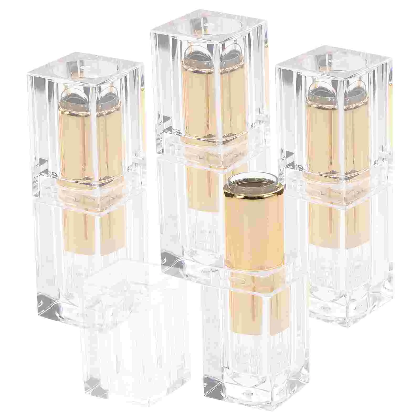 

4 Pcs Lipstick Empty Tube DIY Tubes Balm Container Castor Oil Refillable Containers Case Abs