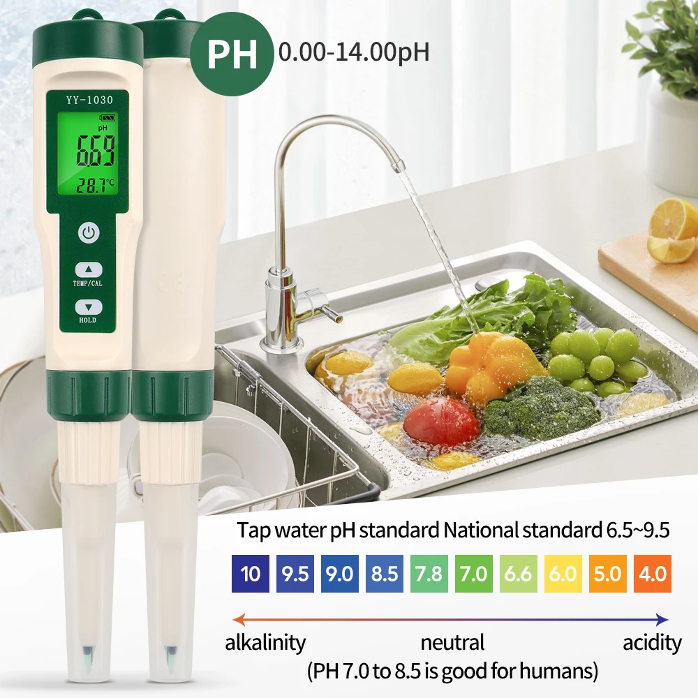 Medidor de PH de alimentos profesional, probador de temperatura de 0 ~ 14 pH, Sensor de alta precisión, Analizador de acidez para carne, enlatado,