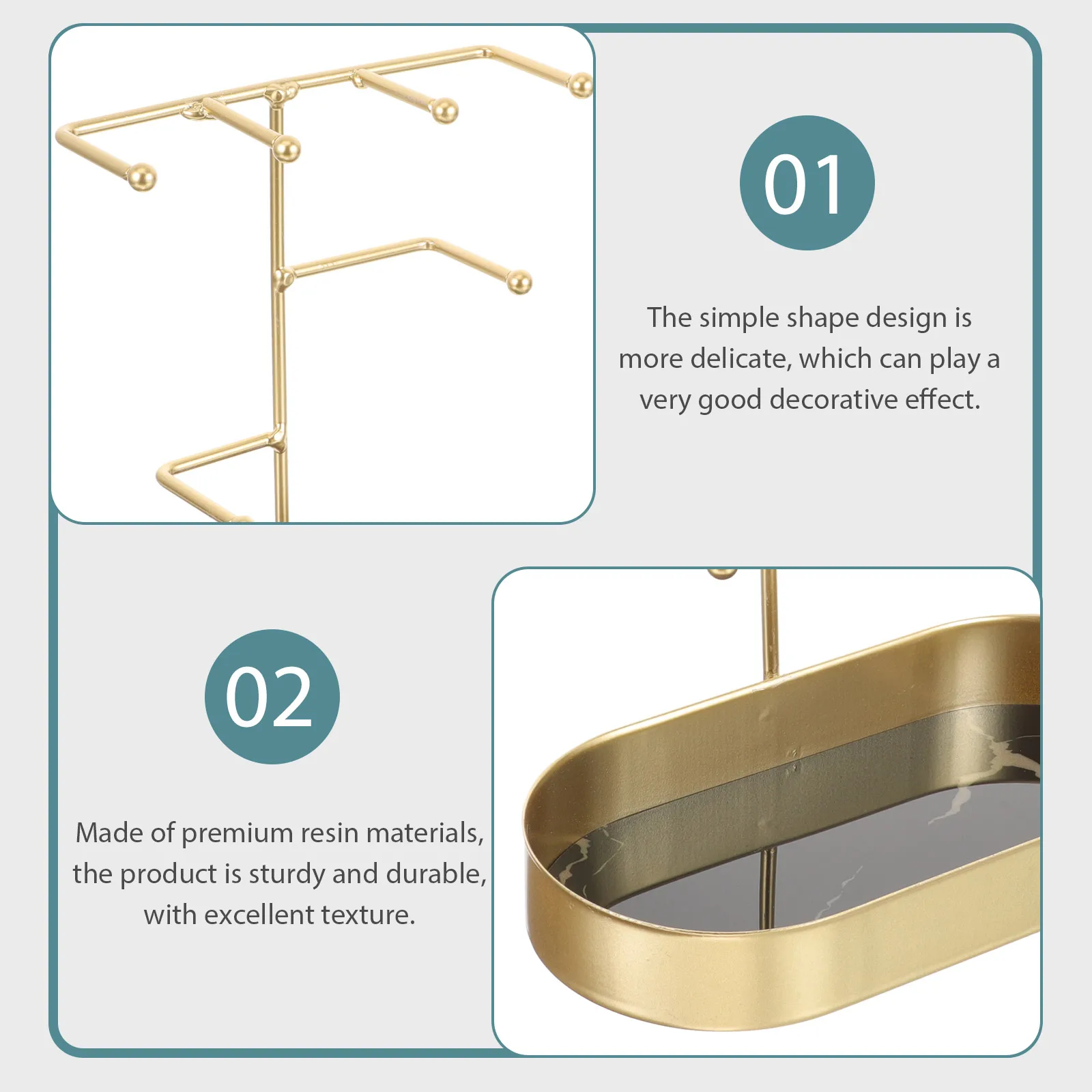 

Multi Layer Golden Bracelet Holder Marble Jewelry Organizer Necklace Hanger Necklace Bracelet Holder Iron Stand Display