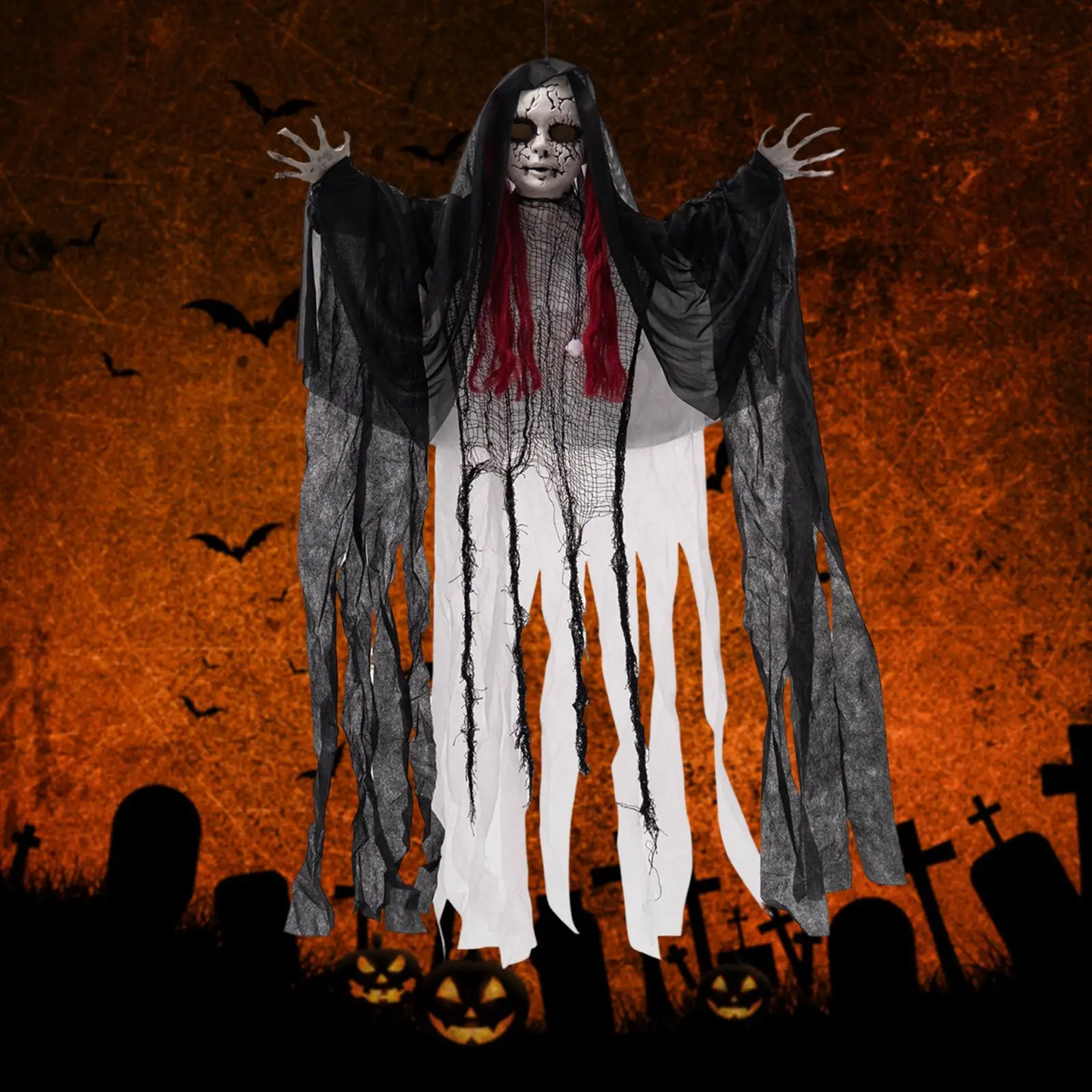 

Подвесная женская фигура-призрак для Хэллоуина, 100 см, для костюмированных вечеринок, многофункциональная, легкая