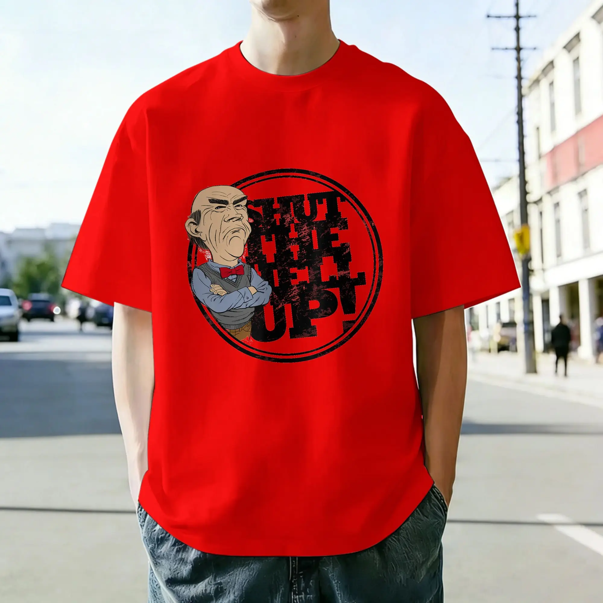 Jeff Dunham Shut The Hell Up Walter Men's T Shirt  Vintage Tees Short Sleeve Crew Neck T-Shirt Pure Cotton Unique Clothes