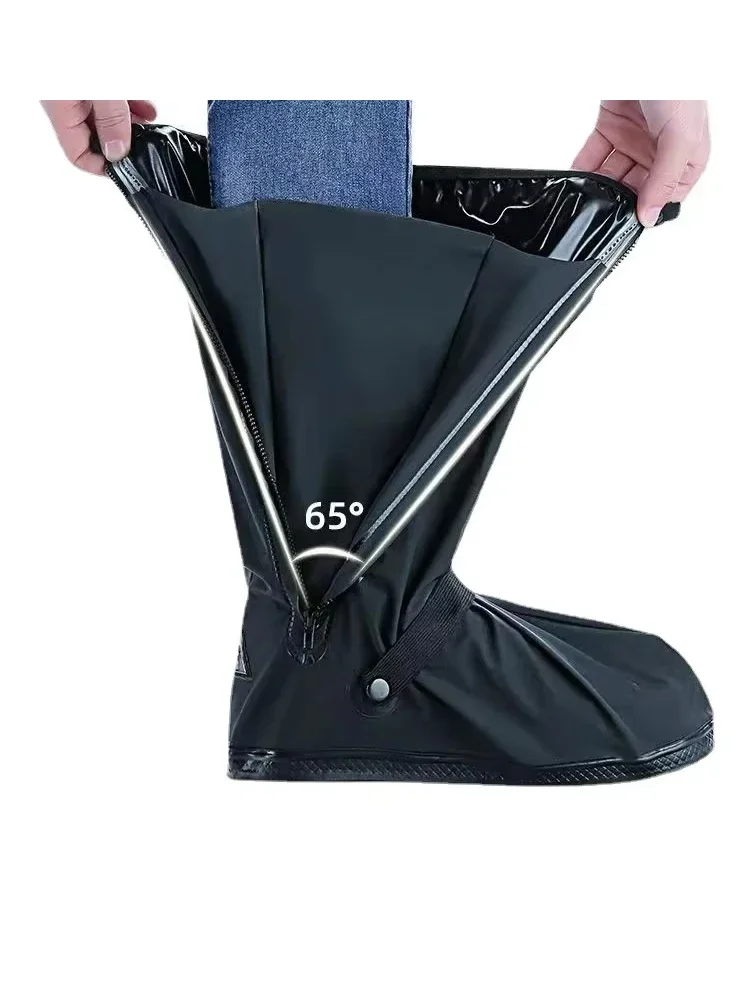 AliExpress NONE Rain Boot Shoe Cover High-tube Waterproof Shoes with Reflector Non-slip Shoes for Bike Rain Men Women Motorcycle Accessories
