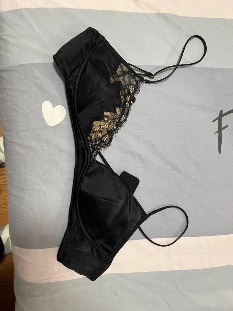 Spitzen-BH im französischen Stil, Bralette, kleine Brüste, ohne Bügel, Triangel-Cup, dünner Träger, sexy Push-Up-Dessous-Set, Damenunterwäsche