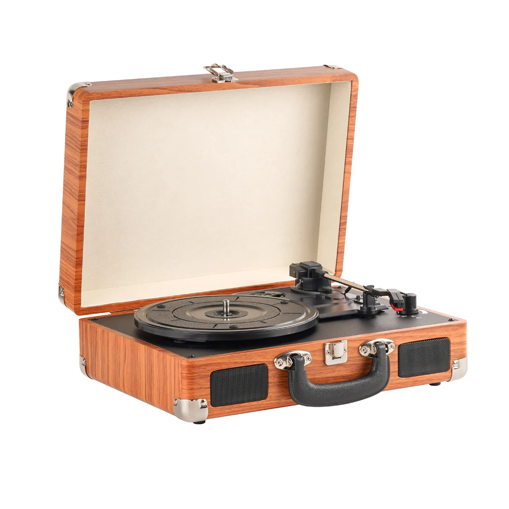 Tocadiscos de Vinilo LP Portátil de Alta Calidad 2026, Tocadiscos Retro Vintage con 3 Velocidades y Altavoces, Tocadiscos Portátil Negro
