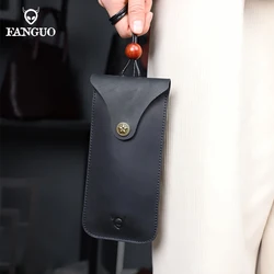 Unique Logo Crazy Horse Leather Eyewear Case Handmade Genuine Leather Sunglasses Bag Glasses Holder Pocket Eyeglasses Holder