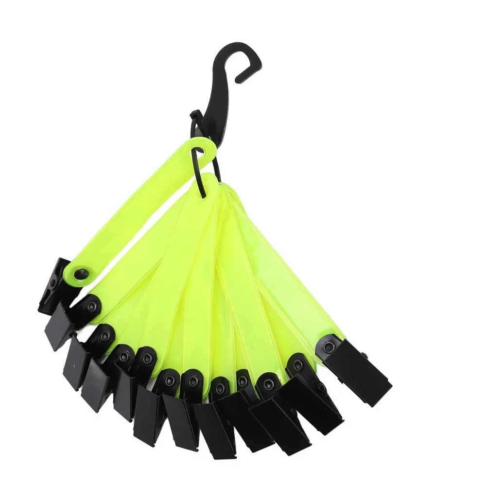 12PCS Durable Fluorescent Reflective Trail Markers PVC Iron Clips Tracking Marks Clip On Trail Markers for Hiking
