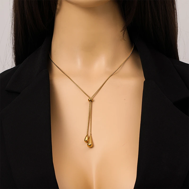 EILIECK 316L Edelstahl Geometrische Perlenkette Ohrringe Trendy Für Frauen Neues Party-Geschenk Goldfarben Wasserdichtes Schmuckset – Detail 21