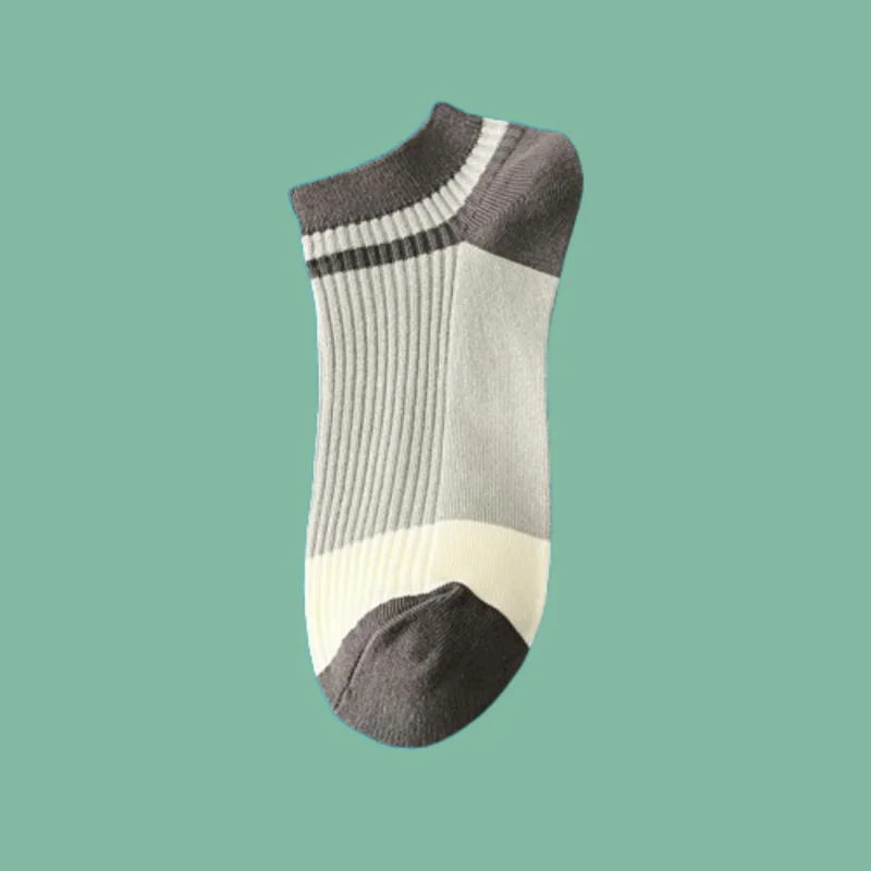 3/5 Pairs Cotton Socks Contrast Color Men's Simple Socks Double Needle Spring and Summer Socks Casual Striped Men's Boat Socks