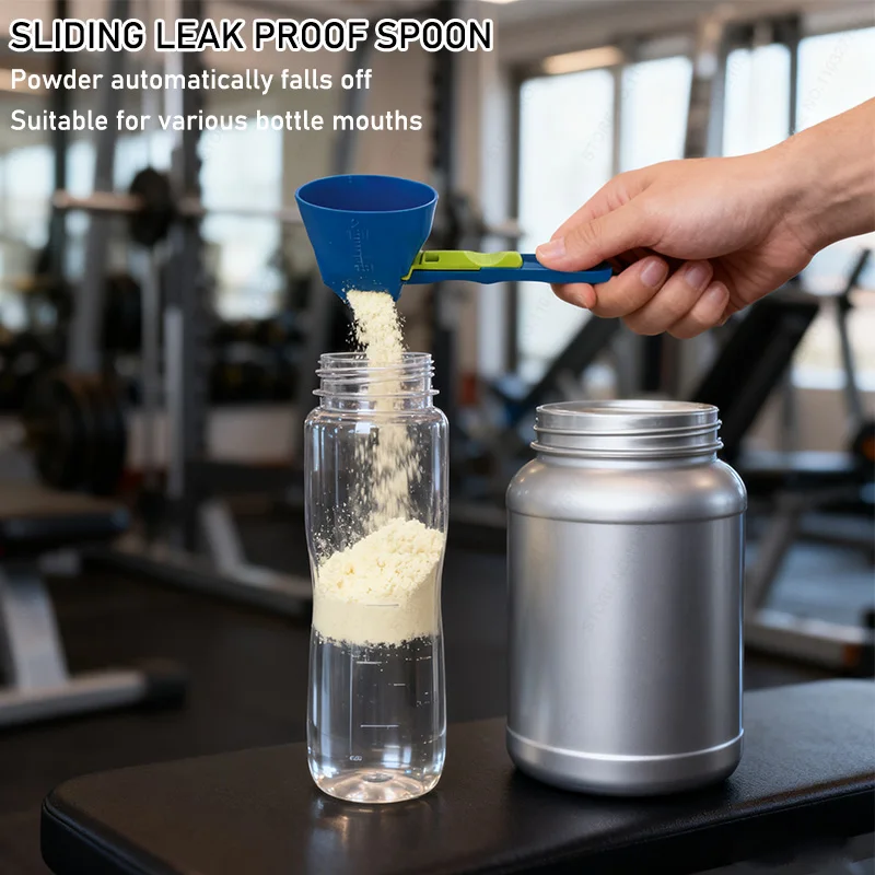 Cuchara deslizante creativa a prueba de fugas, proteína en polvo, café en polvo, leche en polvo, cuchara mezcladora, utensilios de cocina, 2 uds.
