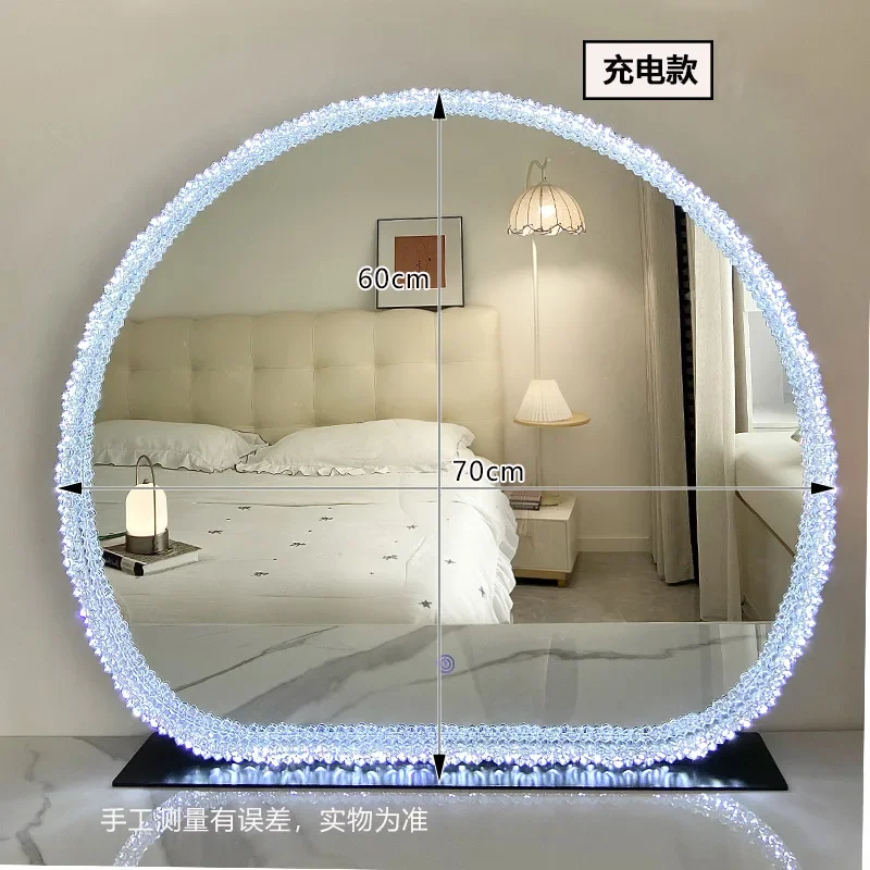 DSA makeup mirror semi-round acrylic crystal vanity mirror with lamp luminous fill light luxury desktop mirror