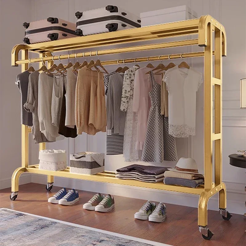 

Minimalist Clothes Rack Wheels Boutique Balcony Garden Indoor Clothes Hanger Designer Arara De Roupa Home Furniture