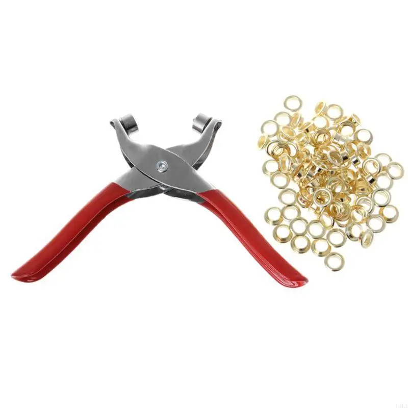 

U4LA Heavy Duty Eyelet Grommet Plier with 100Pcs Eyelets Grommets Eyelet Hole Pliers for DIY Shoes Clothes Leather